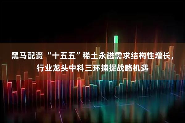 黑马配资 “十五五”稀土永磁需求结构性增长，行业龙头中科三环捕捉战略机遇