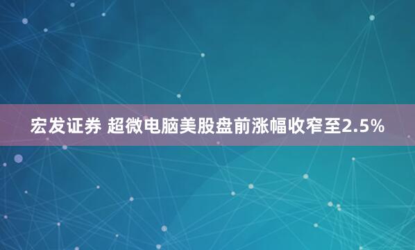 宏发证券 超微电脑美股盘前涨幅收窄至2.5%