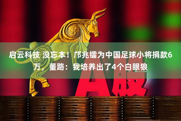 启云科技 没忘本!邝兆镭为中国足球小将捐款6万,董路:我培养出了4个白眼狼